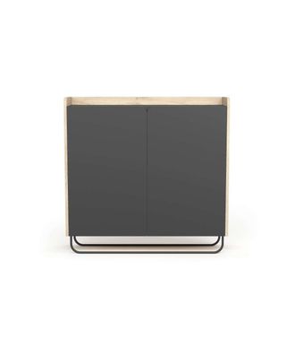 HERDASA Herdasa - Recibidor Zapatero 2 Puertas Modelo 526 Acabado Roble Claro/grafito, 87 Cm (alto) X 90 Cm (ancho) X 25.5 Cm (prof.)
