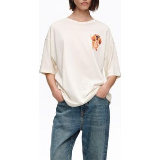 Bimba & Lola Dachshund Logo T-Shirt in Ivory at Nordstrom, Size X-Small Eu