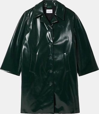 Lacoste Womens Tailored Collar Vinyl Trench Coat - Green - Size: 10