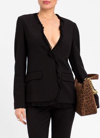 Twinset Cropped Blazer in Viscose Blend with Concealed Fastening