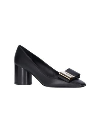 Ferragamo Hohe Schuhe - Doppio Fiocco Pumps In Black Leather - Gr. 5 - in Schwarz - f&uuml;r Damen