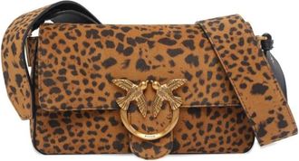 Pinko Love One Slouchy Mini - Dames - Schoudertassen - Bruin - ONE Size - Leer - Tassen