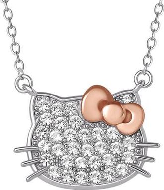 Hello Kitty White Sapphire Face Necklace, 18 in Silver/pink at Nordstrom