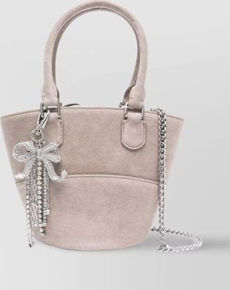 Self Portrait suede tote bag crystal embellishment