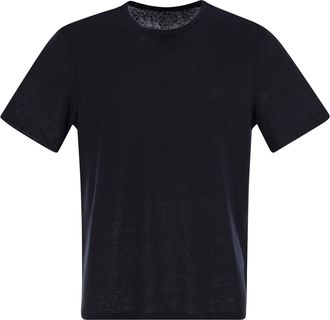 Majestic Crew Neck And Short Sleeved T Shirt In Linen