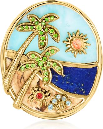 Ross-Simons Multi-Gemstone Beach Ring in 18kt Gold Over Sterling