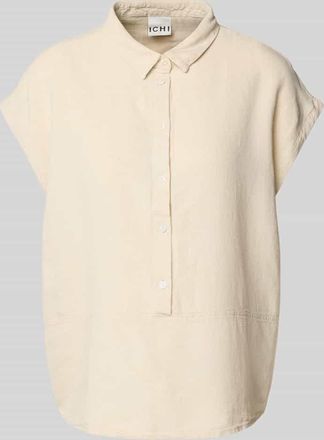 Ichi Regular Fit Bluse aus Leinen-Viskose-Mix mit Knopfleiste in Beige, Größe 38