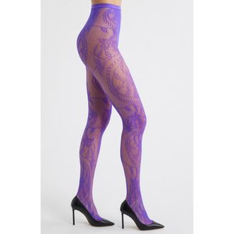 High Heel Jungle Monet Lace Tights in Purple Crush at Nordstrom