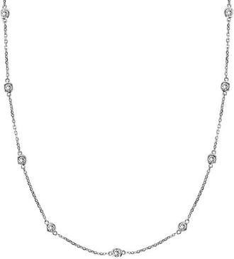 Allurez Natural Diamond Station Necklace Bezel-Set 14k in White Gold at Nordstrom, Size 18