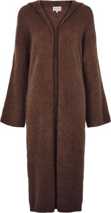 Americandreams June Lange Alpaca Cardigan met Capuchon - Dames - Lange truien - Bruin - ONE Size - Wol - Truien & Vesten