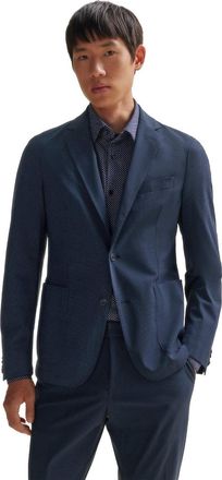 HUGO BOSS Mens Solid Patterned Suit Jacket with Flap Pocket in Blue - Size 40 (Chest)