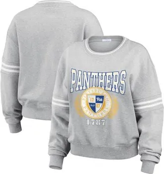 WEAR by Erin Andrews Womens WEAR by Erin Andrews Heather Gray Pitt Panthers Classic Stripe Pullover Sweater at Nordstrom, Size Xx-Large