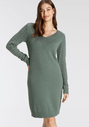 Tamaris Strickkleid TAMARIS, Damen, Gr. 34, N-Gr, gr&uuml;n (salbei melange), Strick, Obermaterial: 50% Viskose, 28% Polyester, 22% Polyamid, figurbetont mini, V-A