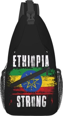 Generic Ethiopia Strong Doodle Flag Chest Bag With Zipper Crossbody Bag Anti Theft Backpack For Casual Traveling Women