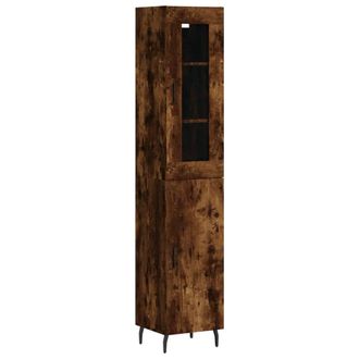 Berkfield Home Highboard Smoked Oak 34.5x34x180 cm Engineered Wood in Brown