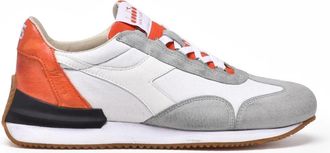 Diadora White Grey Leather Polyester Equipe Sneakers
