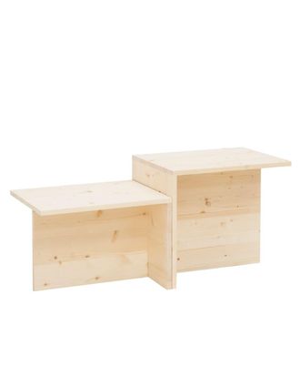 Deco Wood Mesa de centro de madera maciza en acabado natural 100x44,6cm