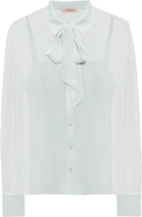 Twinset Blouse met afneembare sjaal - Dames - Blouses - Blauw - S - Polyester - Overhemden