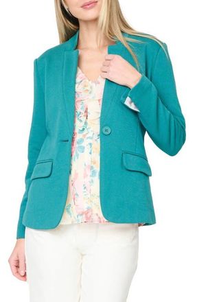 Gibsonlook Inverted Notch Collar Cotton Blend Knit Blazer in North Sea Green at Nordstrom, Size Xx-Large