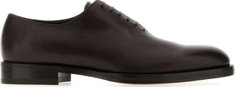 Ferragamo Mens Dark Brown Leather Amber Lace-up Shoes - Dark Grey - Size EU 40