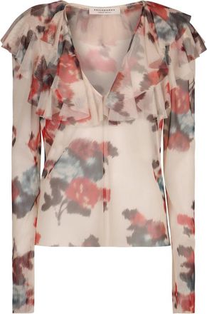 Philosophy di Lorenzo Serafini Blouse met bloemenprint en ruches - Dames - Blouses - Veelkleurig - M - Polyester - Overhemden
