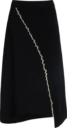 Ashlyn Felix Asymmetric Ruffle Trim Skirt in Black at Nordstrom, Size Medium