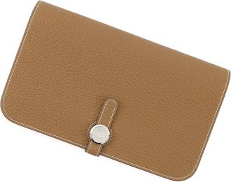 Herm&egrave;s Gold Brown Togo Leather Coin Purse/Coin Case (Pre-Owned)