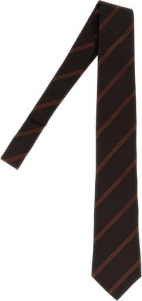 Brunello Cucinelli Dark Brown Striped Tie