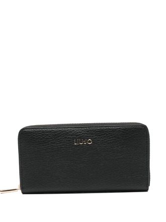 Liu Jo logo-plaque zip wallet - women - Polyester/Polyurethane Resin/Polyester - One Size - Black