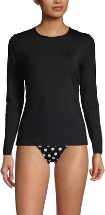 Lands End Long Sleeve Relaxed UPF 50 Rash Guard in Black at Nordstrom, Size X-Small