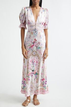 Camilla Palatial Pastels Bias Cut Silk Midi Dress at Nordstrom, Size Small