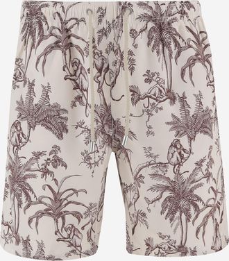 MC2 Saint Barth Mens Nylon Swim Shorts Tropical Print Beige Polyester Beachwear Sea Clothing