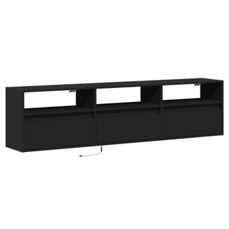 Berkfield Home TV Wall Cabinet with LED Black 180x31x45 cm | Size: 180 x 31 x 45 cm