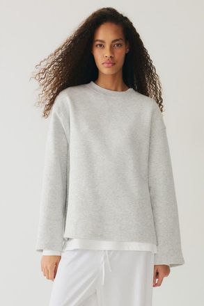 H&M Oversized Sweatshirt in Light Gray Melange at Nordstrom, Size Xx-Large