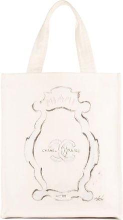 Chanel Borsa tote con stampa - Bianco