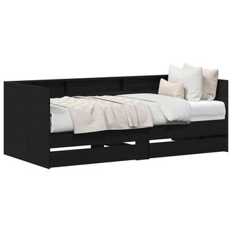 Berkfield Home Elegant Black Daybed with Drawers Black oak Engineered wood 75 x