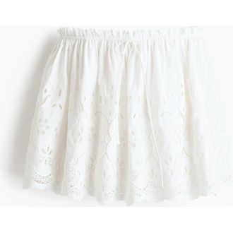 H&M Broderie-anglaise Drawstring Skirt in White at Nordstrom, Size Medium