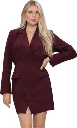 Freebird by Steven Blazora Blazer Jurk - Dames - Wikkelkleedje - Rood - S - Leer - Kleedjes