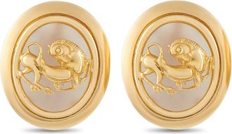Luxury Bazaar Ilias Lalaounis 18K Yellow Gold Crystal Lion Earrings IL02-101426