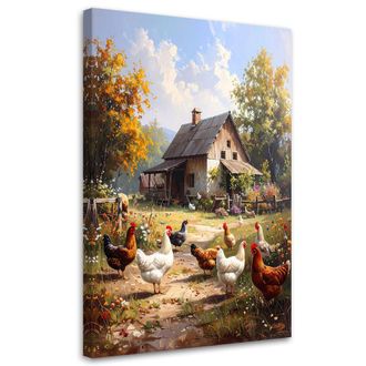 Feeby Cuadro Sobre Lienzo Paisaje Rural Animales Naturaleza 70x100