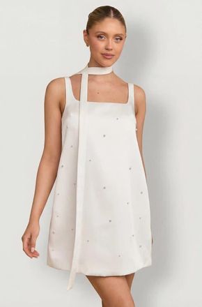 Six Stories Anya Scatter Bead Mini Dress in White at Nordstrom, Size 10