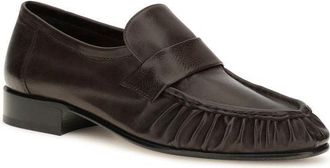 The Row Pleated Calf Leather Loafer - Brown
