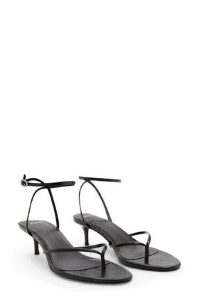 Mango Ankle Strap Sandal in Black Leather at Nordstrom, Size 6.5Us