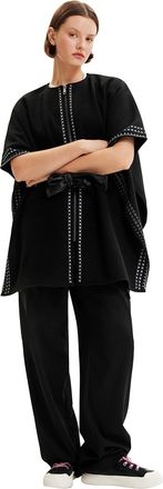 Desigual Womens Poncho_Cruces Milan, Black, One Size