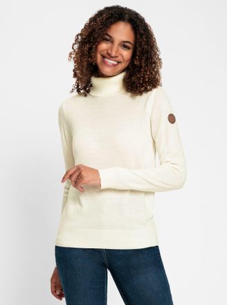 Casual Looks Rollkragenpullover CASUAL LOOKS Rollkragen-Pullover, Damen, Gr. 48, beige (ecru), 100% Polyacryl, meliert, unifarben, Pullover Rollkragenpullover