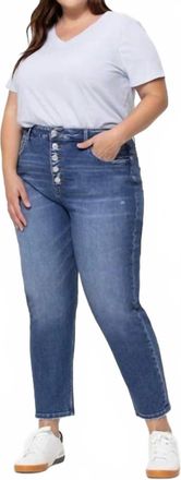 Flying Monkey Rivers Stretch Mom Jeans In Blue