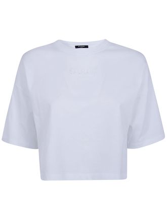 Balmain Small Balmain Paris Emb Cropped T-Shirt