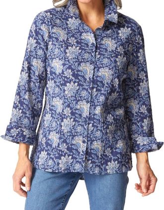 Habitat Floral Blocked Shaped Shirt In Ink