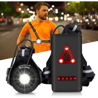 OEM Luz Para Correr, Luz Pectoral Para Correr Con Haz Ajustable, 500 L&uacute;menes, Recargable Por Usb, Resistente Al Agua, Con Led De Advertencia Intermitente 