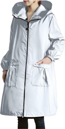 Generic Womens Waterproof Jacket Windproof Lightweight Long Raincoat with Hood Breathable Packable Outdoor Rain Jacket for Hiking Camping Travel Walking